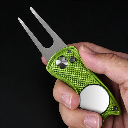 1/2Pc Foldable Golf Divot Repair Tool with Golf Ball Tool Pitch Groove Cleaner Golf Accessories Putting Green Fork Training Aids