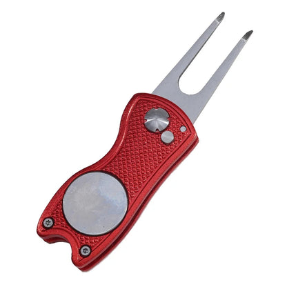 1/2Pc Foldable Golf Divot Repair Tool with Golf Ball Tool Pitch Groove Cleaner Golf Accessories Putting Green Fork Training Aids
