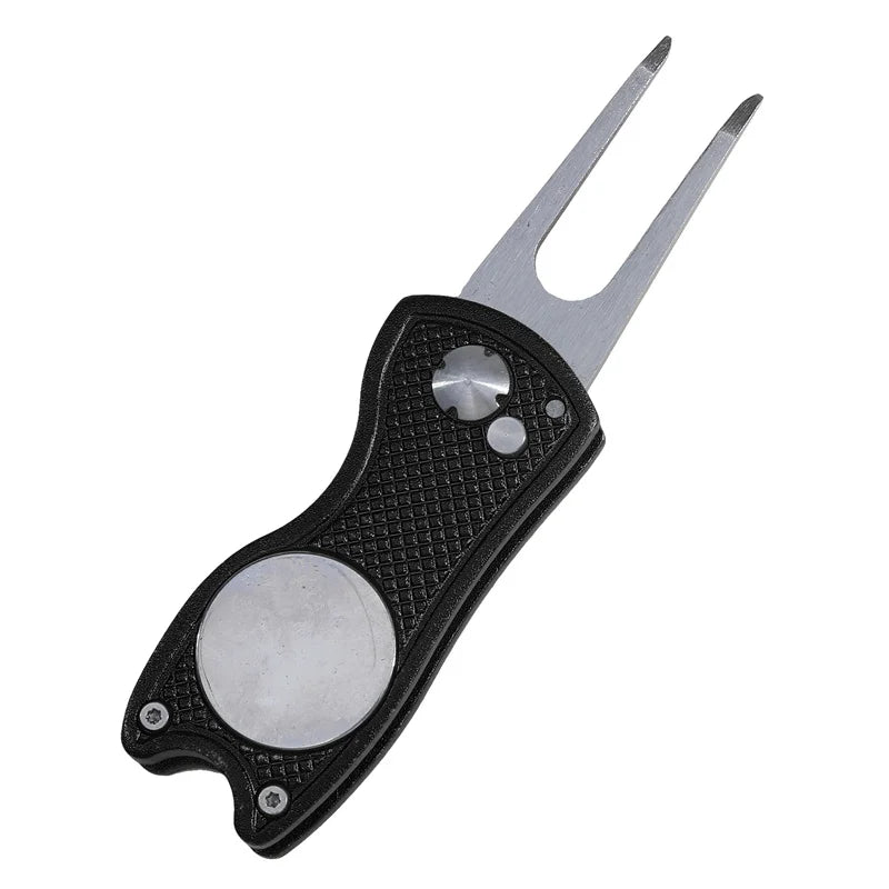 1/2Pc Foldable Golf Divot Repair Tool with Golf Ball Tool Pitch Groove Cleaner Golf Accessories Putting Green Fork Training Aids
