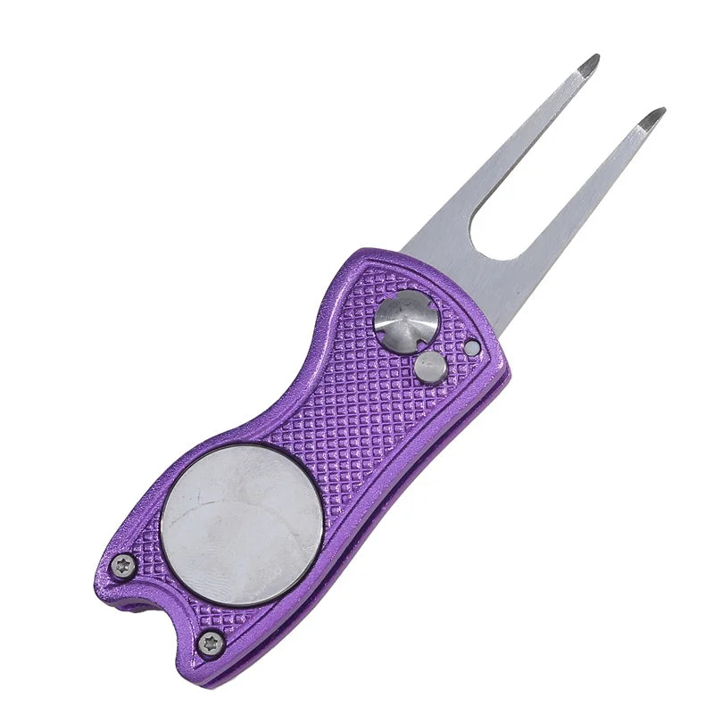 1/2Pc Foldable Golf Divot Repair Tool with Golf Ball Tool Pitch Groove Cleaner Golf Accessories Putting Green Fork Training Aids