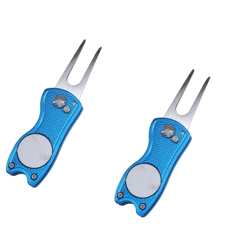 1/2Pc Foldable Golf Divot Repair Tool with Golf Ball Tool Pitch Groove Cleaner Golf Accessories Putting Green Fork Training Aids