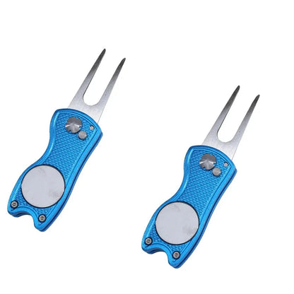 1/2Pc Foldable Golf Divot Repair Tool with Golf Ball Tool Pitch Groove Cleaner Golf Accessories Putting Green Fork Training Aids