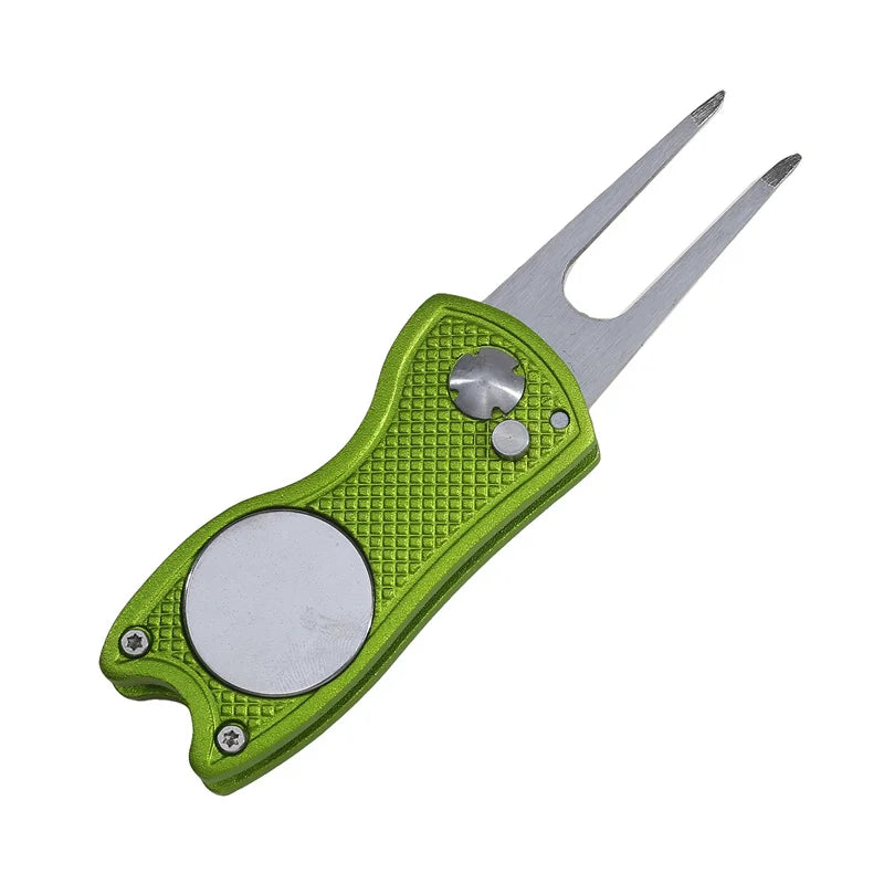 1/2Pc Foldable Golf Divot Repair Tool with Golf Ball Tool Pitch Groove Cleaner Golf Accessories Putting Green Fork Training Aids