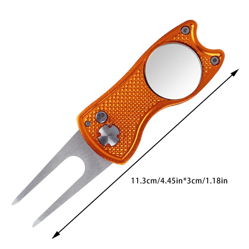 1/2Pc Foldable Golf Divot Repair Tool with Golf Ball Tool Pitch Groove Cleaner Golf Accessories Putting Green Fork Training Aids