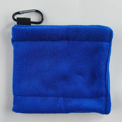 Square Microfiber Golf Ball Cleaning Towel with Carabiner Hook Water Absorption Cleaner Club for Head Wipe Cloth Clean MJ002