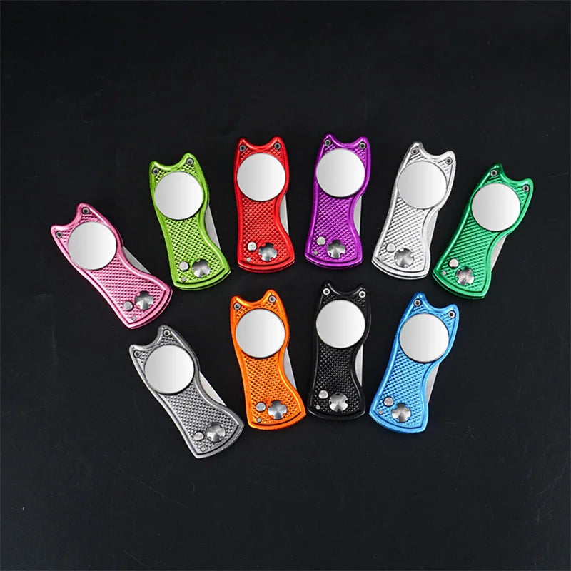 1/2Pc Foldable Golf Divot Repair Tool with Golf Ball Tool Pitch Groove Cleaner Golf Accessories Putting Green Fork Training Aids