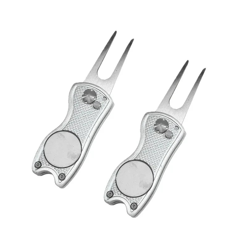 1/2Pc Foldable Golf Divot Repair Tool with Golf Ball Tool Pitch Groove Cleaner Golf Accessories Putting Green Fork Training Aids