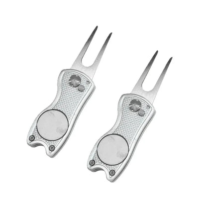 1/2Pc Foldable Golf Divot Repair Tool with Golf Ball Tool Pitch Groove Cleaner Golf Accessories Putting Green Fork Training Aids