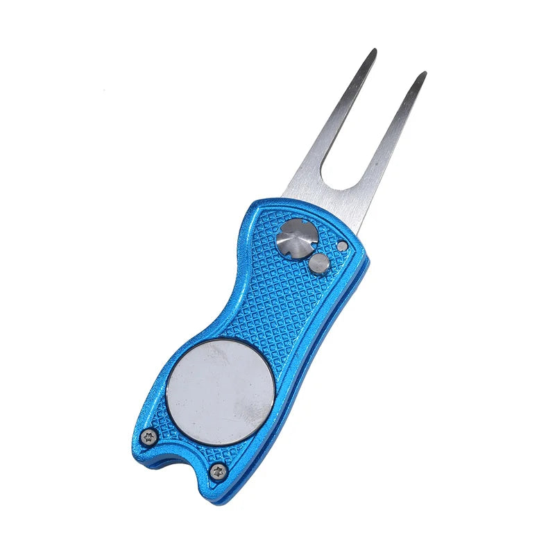 1/2Pc Foldable Golf Divot Repair Tool with Golf Ball Tool Pitch Groove Cleaner Golf Accessories Putting Green Fork Training Aids