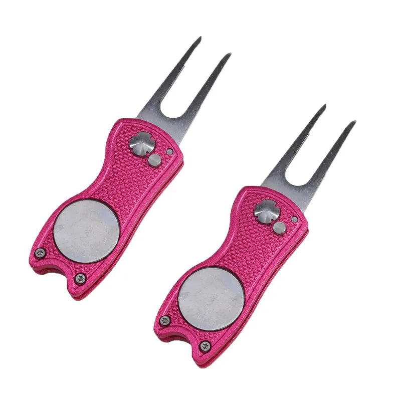 1/2Pc Foldable Golf Divot Repair Tool with Golf Ball Tool Pitch Groove Cleaner Golf Accessories Putting Green Fork Training Aids