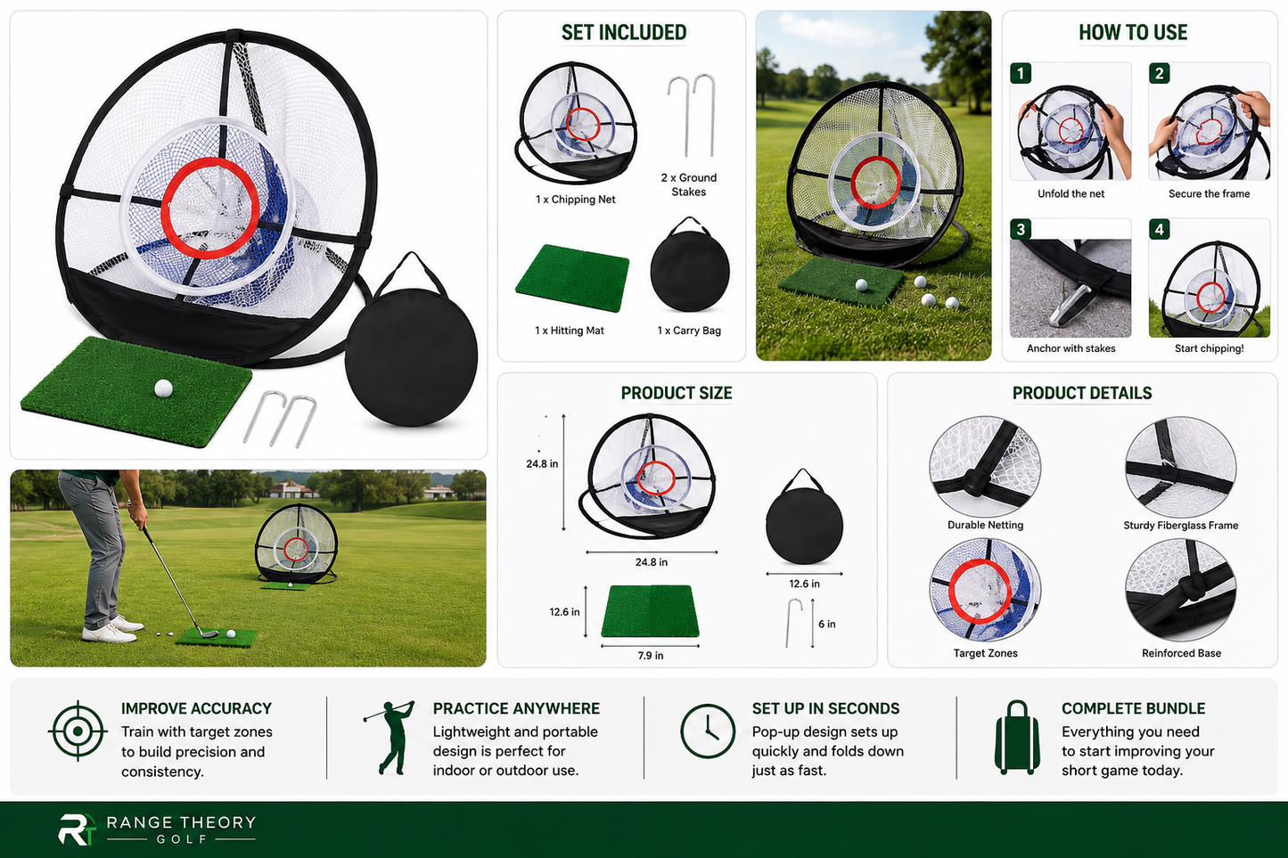 Pop-Up Golf Chipping Net Bundle