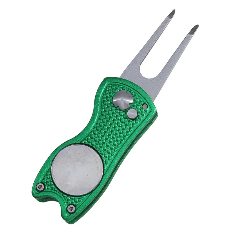 1/2Pc Foldable Golf Divot Repair Tool with Golf Ball Tool Pitch Groove Cleaner Golf Accessories Putting Green Fork Training Aids