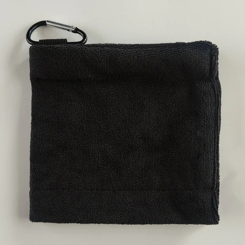 Square Microfiber Golf Ball Cleaning Towel with Carabiner Hook Water Absorption Cleaner Club for Head Wipe Cloth Clean MJ002