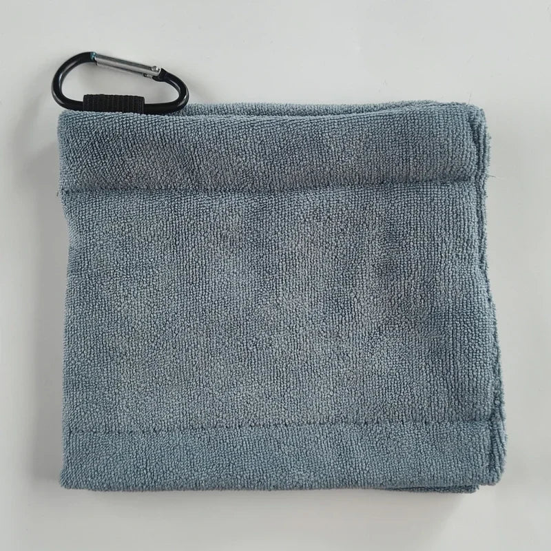 Square Microfiber Golf Ball Cleaning Towel with Carabiner Hook Water Absorption Cleaner Club for Head Wipe Cloth Clean MJ002