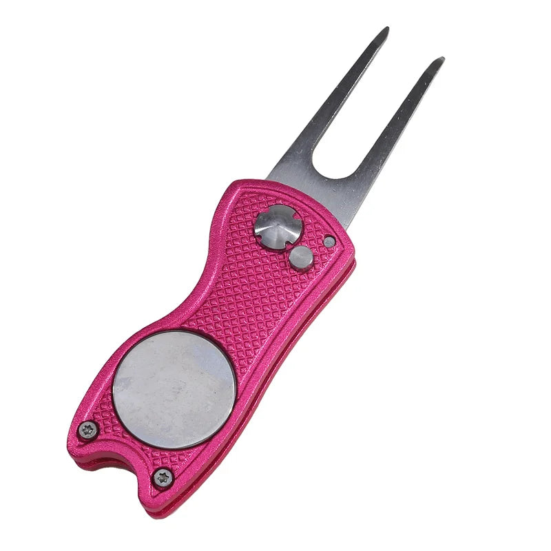1/2Pc Foldable Golf Divot Repair Tool with Golf Ball Tool Pitch Groove Cleaner Golf Accessories Putting Green Fork Training Aids